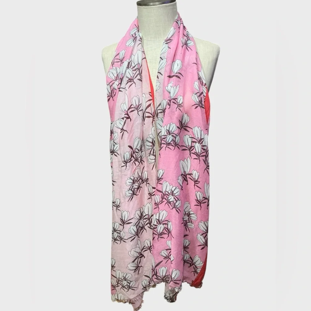 Furla Pink Floral Oversized Scarf Wrap Shawl Stole 72” x 27”